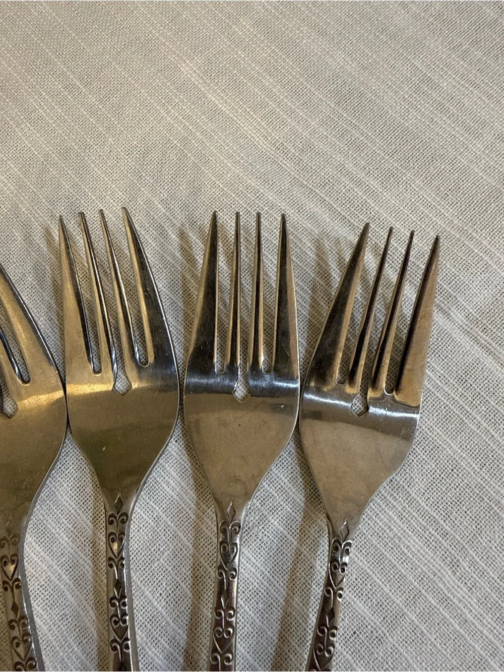 Interpur Japan MCM INR2 Salad Forks Hearts Scrolls Wood Handles Set of 6